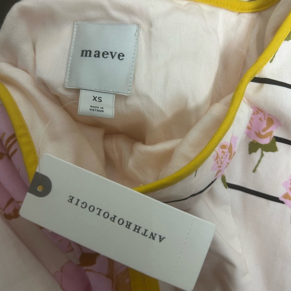 Anthropologie Maeve Lemon Floral Sleeveless Notched Square-Neck Midi Dress - Picture 7 of 15